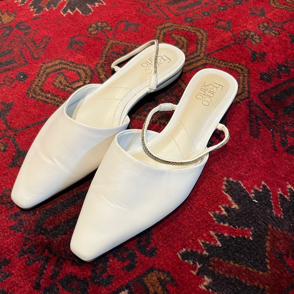 Franco Sarto White Leather Flats
